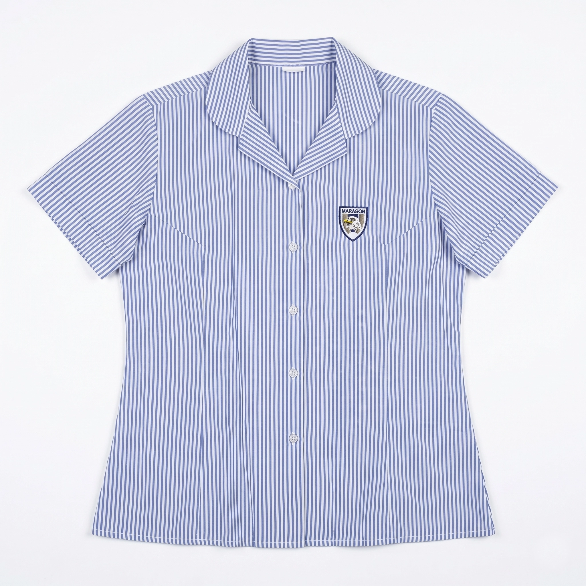 High School Pinstripe Blouse Short Sleeve High School Girls Short Sleeve Blouse - Image 1